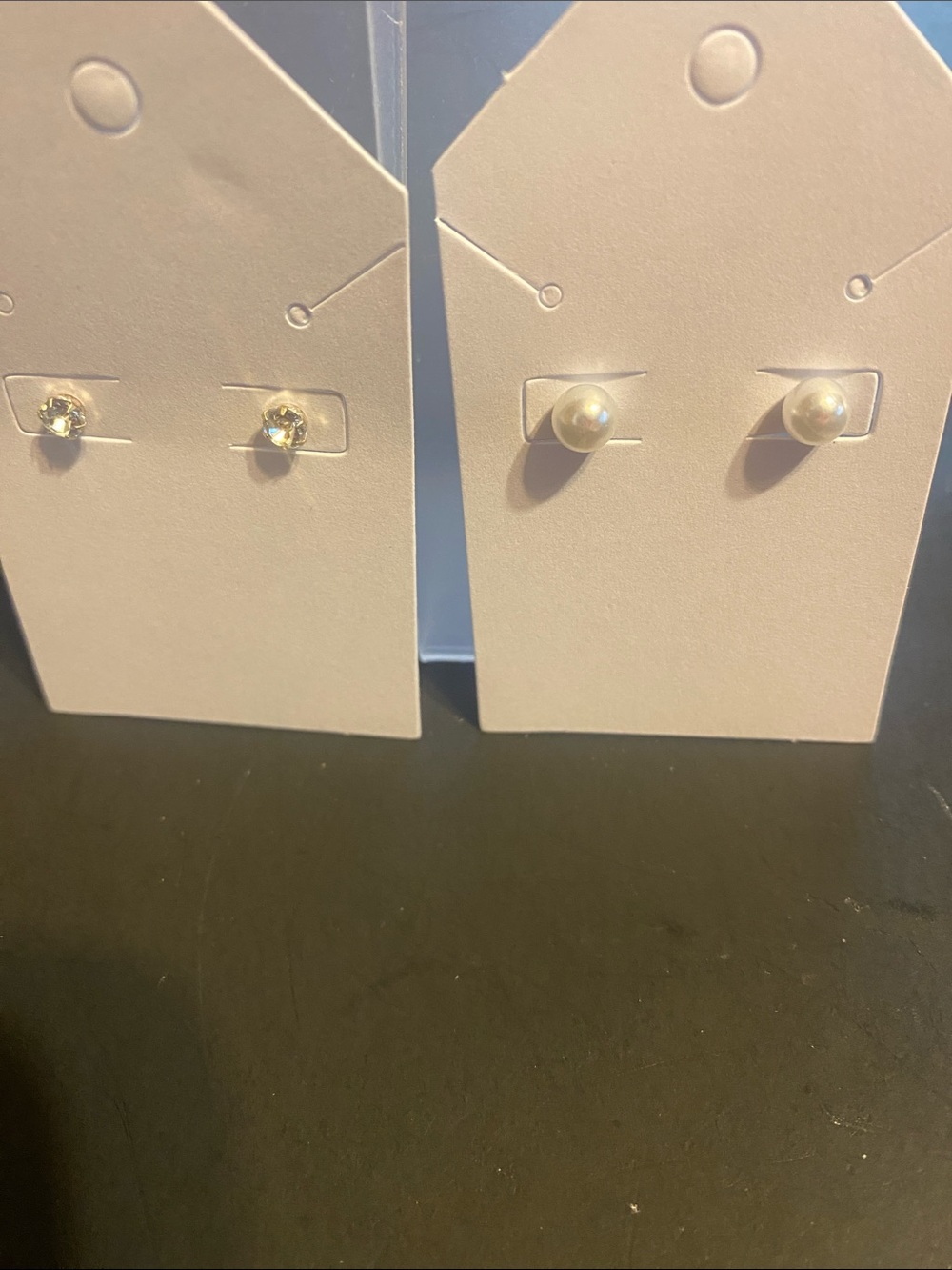 Pearl and Cubic Zirconia Stud Earring Set - White Pearl & Clear CZ